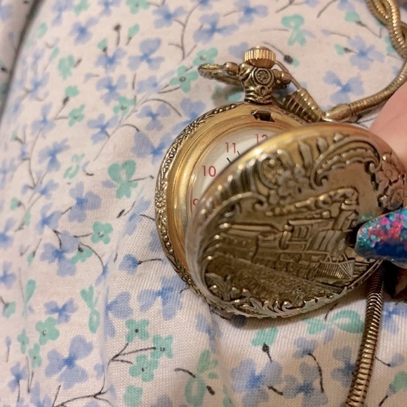 Pocket Watch Train needs battery Vtg SunAmerica unisex Pristine - Picture 5 of 11